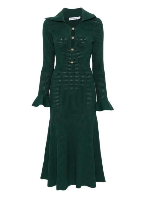 self-portrait collared knitted midi dress