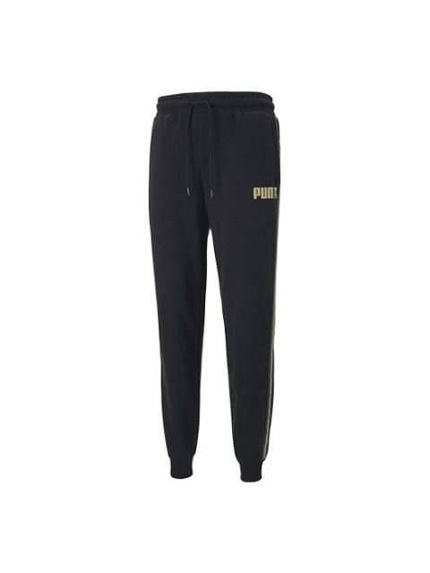 PUMA Metallic Nights Tape logo Printed Knitting Sports Trouser Men Black 587142-01