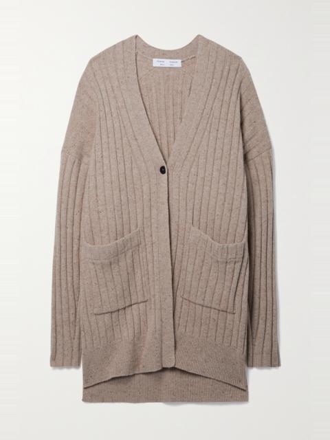 Oversized ribbed wool-blend cardigan