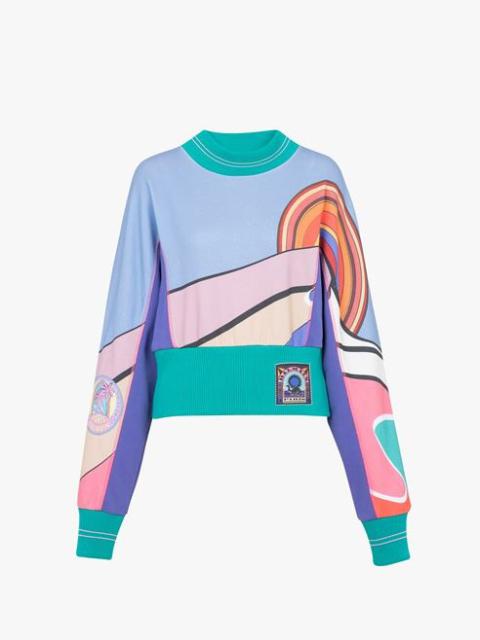 Cropped multicolor cotton sweatshirt