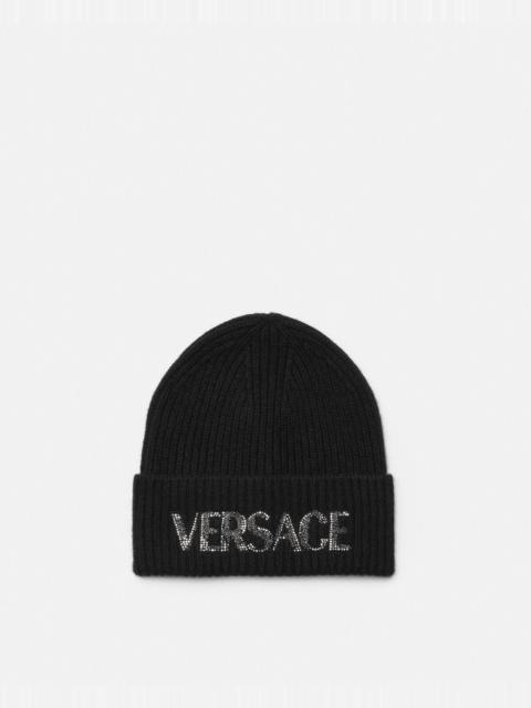 VERSACE Cielo Stellato Logo Cashmere Knit Beanie
