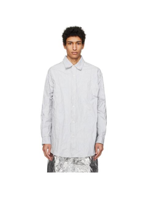 HED MAYNER White & Navy Pinstripe Shirt