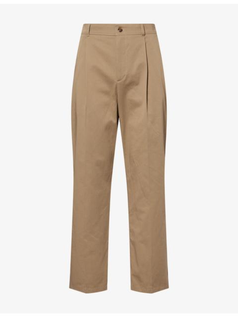 Valentino Straight-Leg Single-Pleat Cotton Chinos