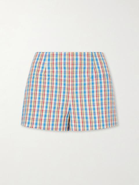 FAITHFULL Aurora Checked Cotton And Linen-blend Shorts