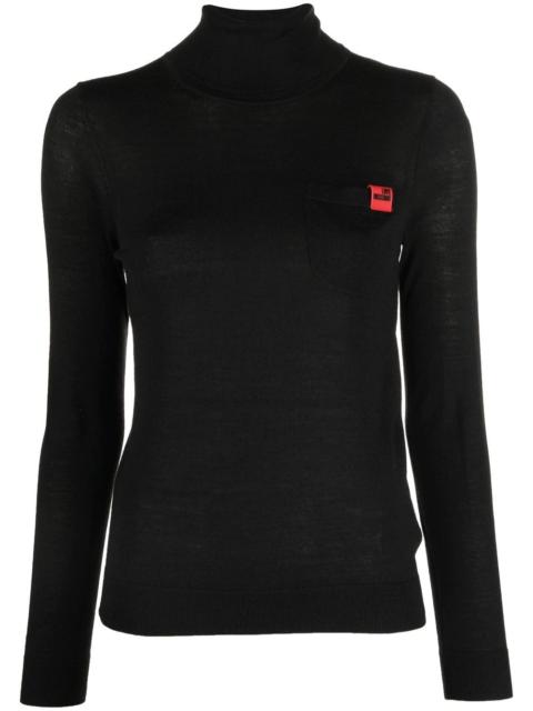 Moschino logo-patch high neck jumper