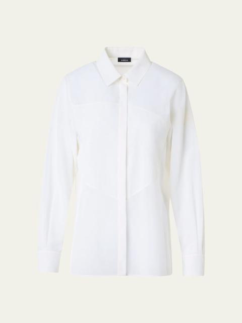 AKRIS Geometric Paneled Cotton Button-Down Shirt