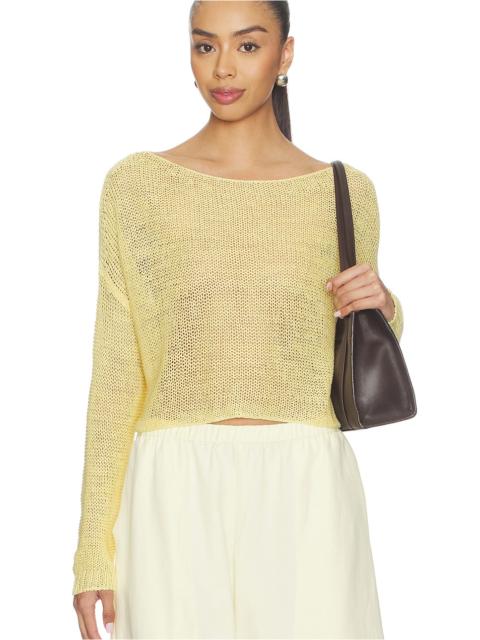 Enza Costa Linen Open Knit Bateau Sweater