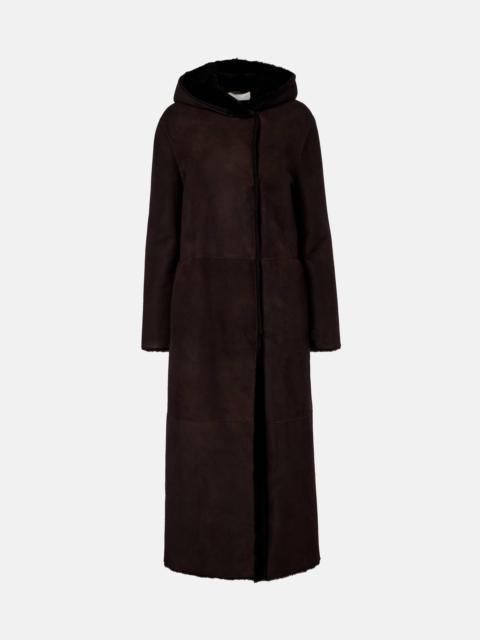 The Row Anaya hooded shearling-trimmed suede coat