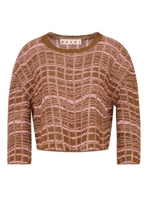 Marni jacquard-pattern laddered sweater