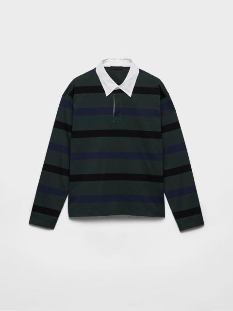 Long-sleeved cotton polo shirt