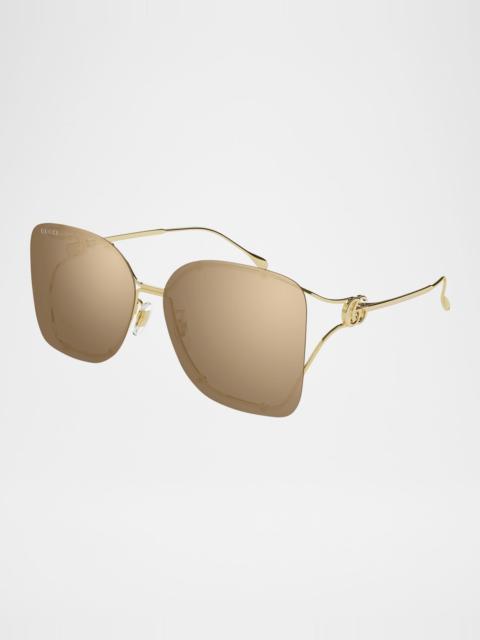 GUCCI Rimless Square Metal Sunglasses