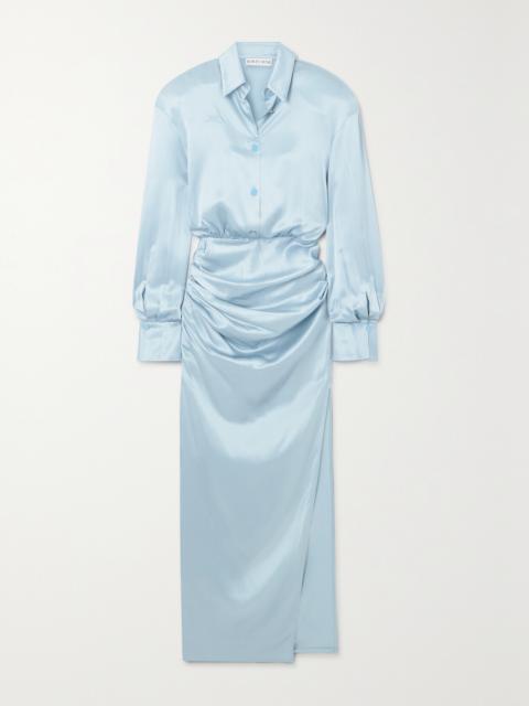 ROWEN ROSE Draped Silk-satin Maxi Dress