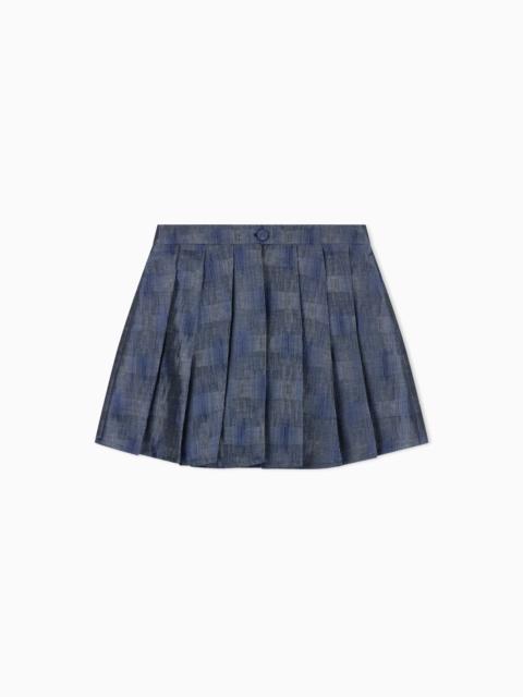 EMPORIO ARMANI METAL-EFFECT LINEN-BLEND JACQUARD MINI CULOTTES