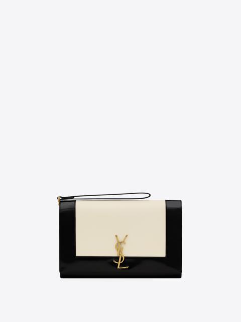 SAINT LAURENT cassandre flap pouch in lambskin and shiny leather