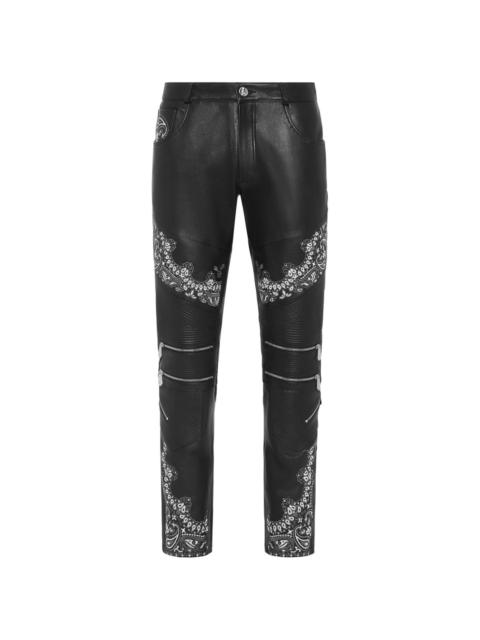 slim-cut leather trousers