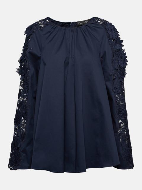 Lace-detail cotton blouse