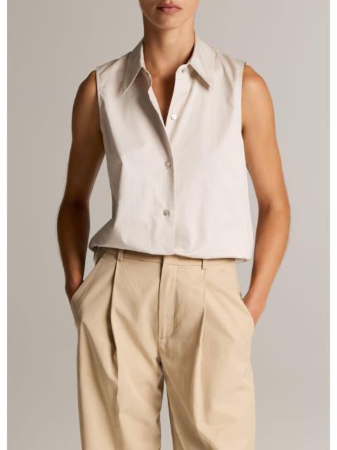 Vince Cotton Relaxed Sleeveless Button-Front Shirt