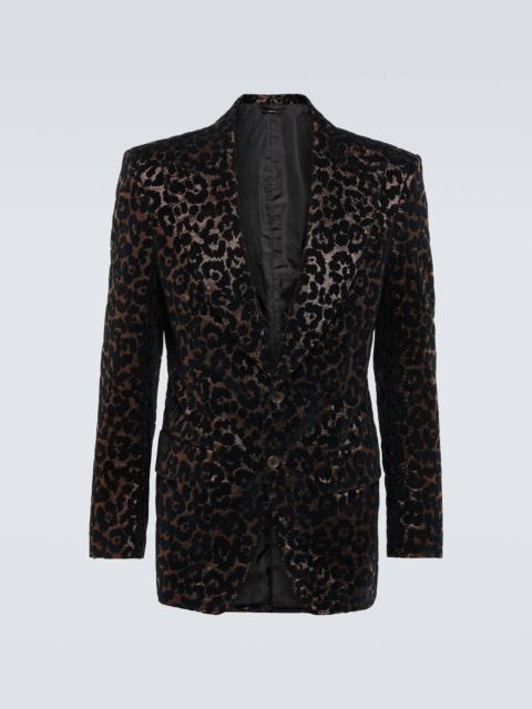 Atticus leopard-print tuxedo jacket