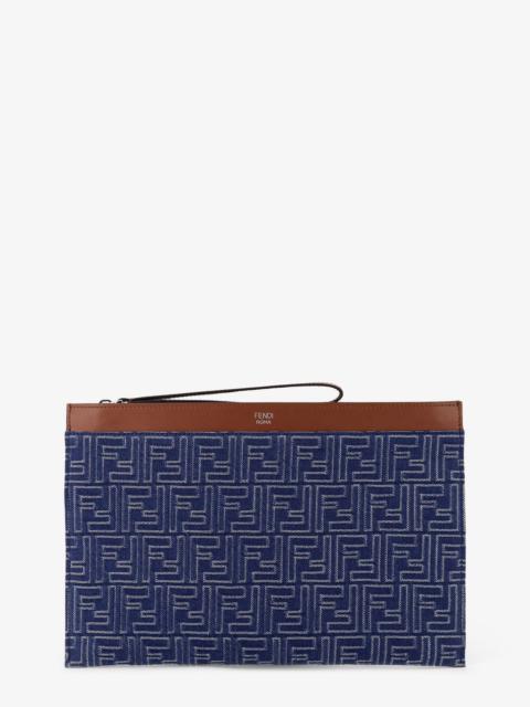 FENDI FF JACQUARD DENIM CLUTCH