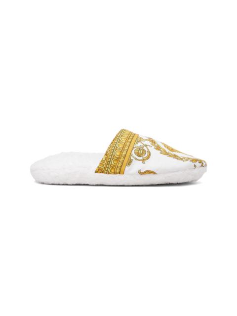 VERSACE White 'I Heart Baroque' Slippers