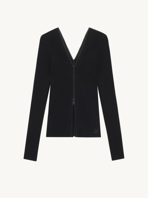courrèges RIB KNIT EXTRA ZIP CARDIGAN