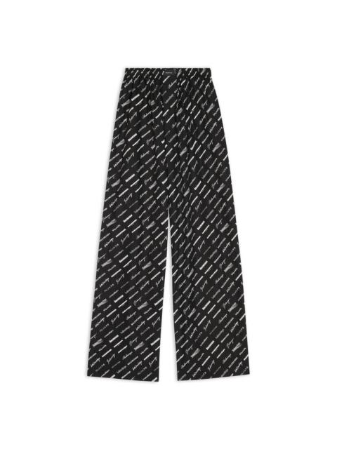 BALENCIAGA Men's Logomania All Over Pyjama Pants in Black