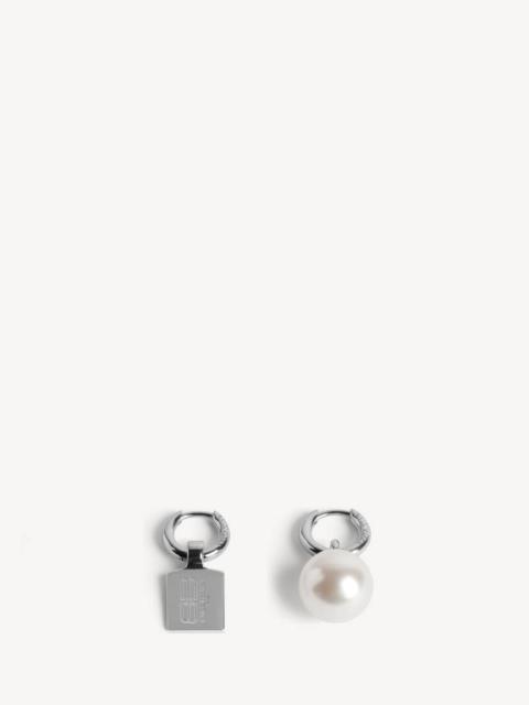 BALENCIAGA Malibu Pearl Earrings in Shiny Silver