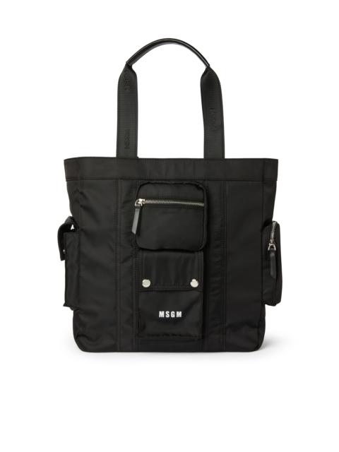 MSGM Multi-pocket nylon tote bag