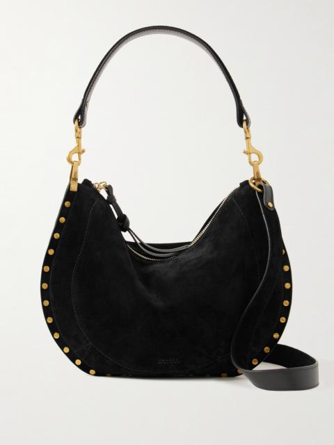 Isabel Marant Oskan Soft Leather-trimmed Studded Suede Shoulder Bag