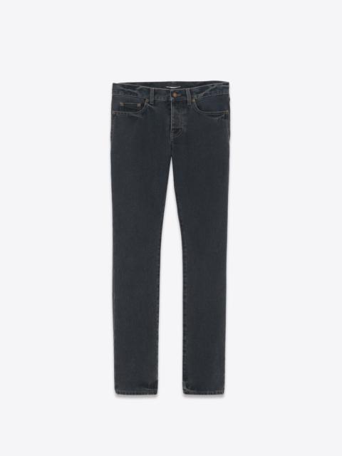 SAINT LAURENT slim-fit jeans in dark blue black denim