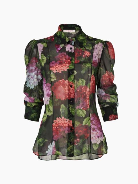CAROLINA HERRERA Hydrangea-Print Chiffon Blouse