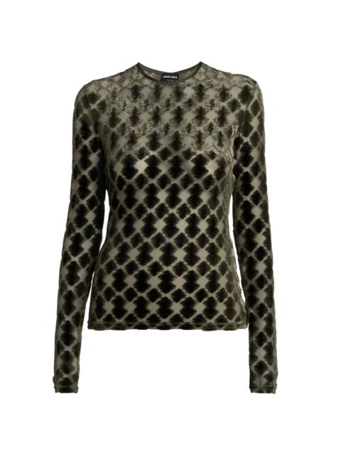 GIORGIO ARMANI Women's Geometric Jersey Top - Chive