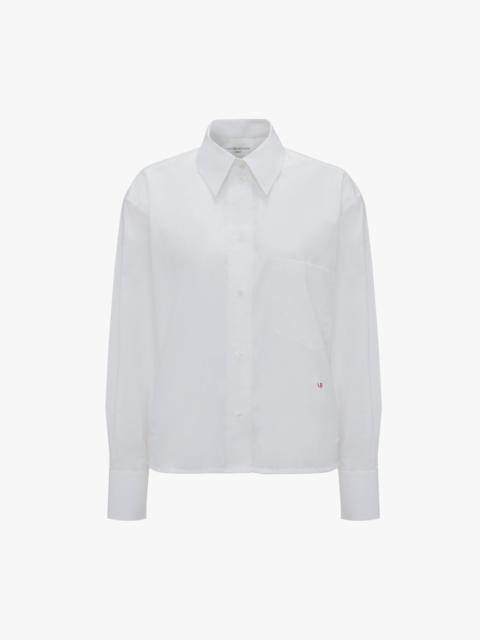 Victoria Beckham Cropped Long Sleeve Shirt In White