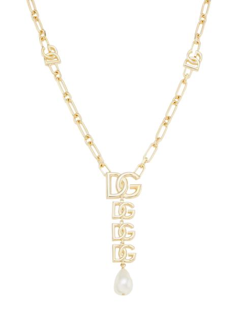 Dolce & Gabbana Women's Goldtone & Glass Pearl Monogram Pendant Necklace - Gold