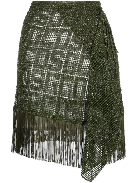 GCDS fringe-detail macramé skirt