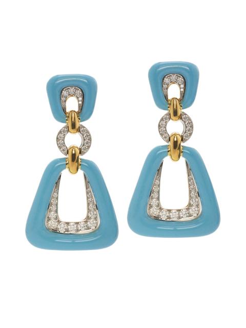 DAVID WEBB Diamond Light Blue Dinner Bell Earrings