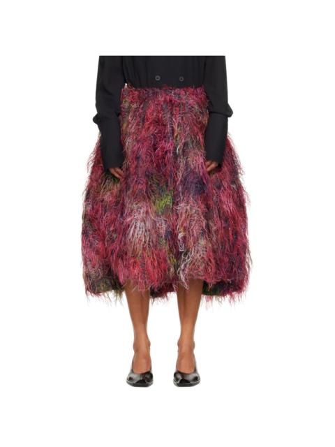 Comme des Garçons Comme des Garçons Red & Pink Jacquard Floral Midi Skirt