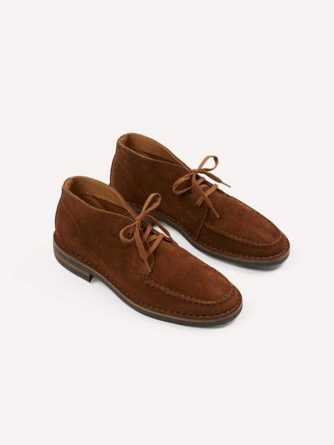 Drake's Crosby Moc-Toe Chukka Boot Light Brown Roughout Suede with Rubber Sole
