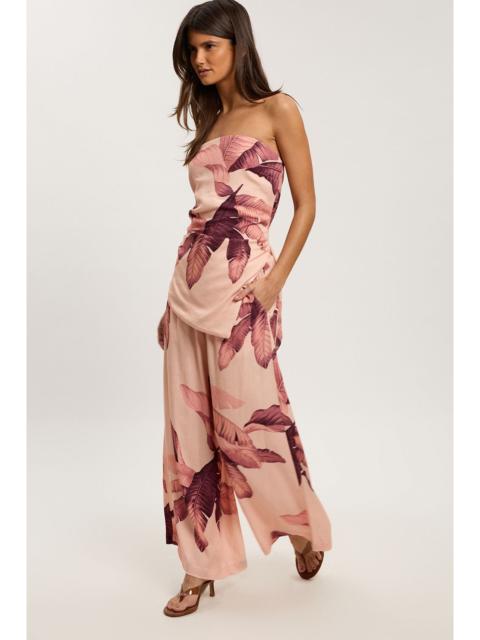 KAREN MILLEN Petite Viscose Linen Palm Print Trouser