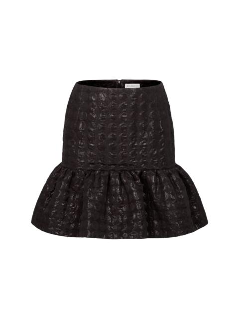 patterned-jacquard ruffled miniskirt
