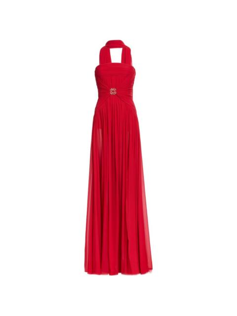 ELIE SAAB ruched silk maxi dress