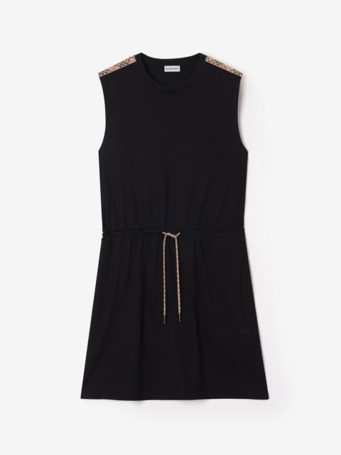 Burberry Check Trim Cotton Jersey Dress