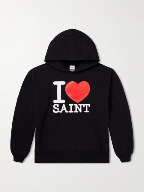 SAINT M×××××× I Love Saint Logo-Print Cotton-Jersey Hoodie