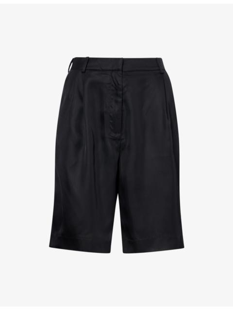 The Frankie Shop Marfa Straight-Leg Satin Bermuda Shorts