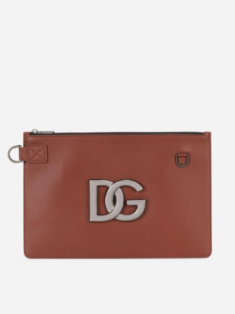 Dolce & Gabbana Flat calfskin toiletry bag with DG logo