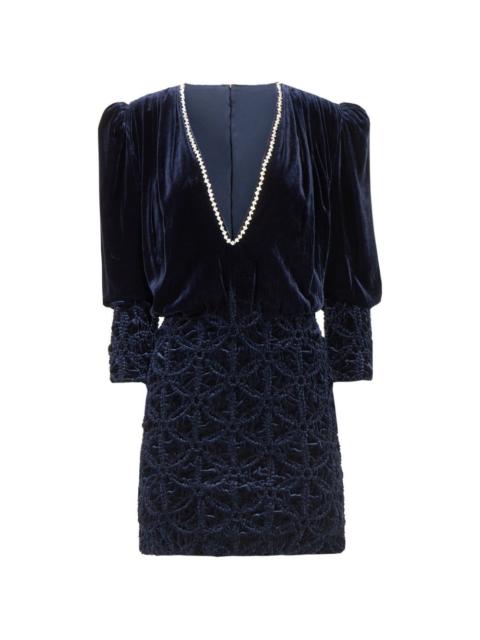 COSTARELLOS Astara crystal-embellished velvet mini dress