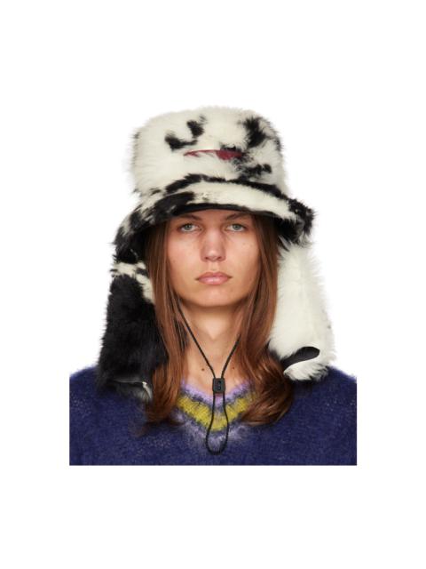 Marni White & Black Quilted Fur Hat