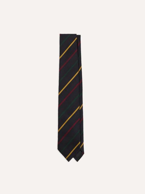 Drake's Navy, Green, Red and Yellow Stripe Repp Silk Tipped Tie
