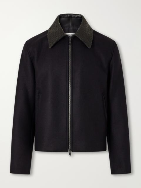 Bottega Veneta Intrecciato Leather-Trimmed Wool-Felt Jacket