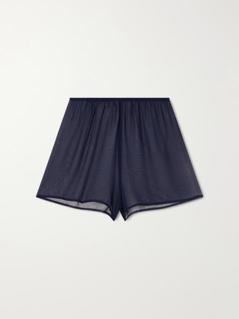 SARA CRISTINA Playa Pearl-embellished Silk-chiffon Shorts